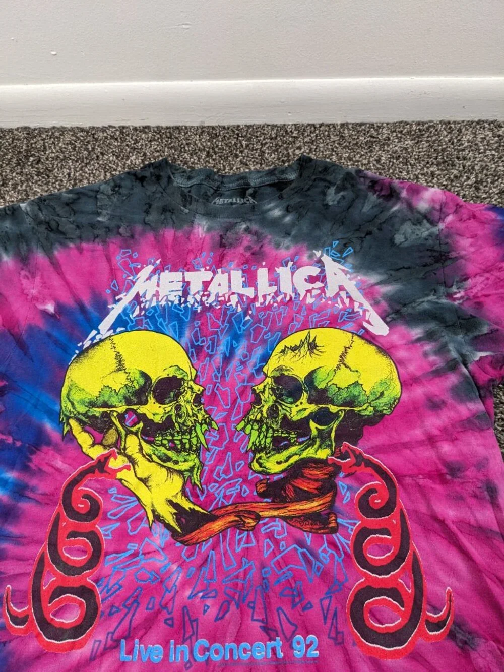Metallica T-Shirt Live in Concert 92 Tie Dye Metal Band Tee 2017 Mens Large